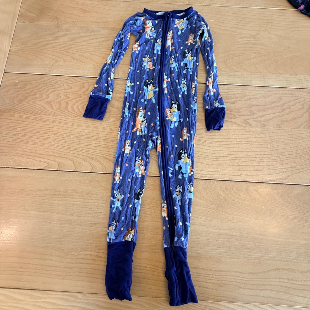 Little Sleepies Bluey Zippy Pajamas Kids 3T Stretch Soft Bamboo Minimalist Indie